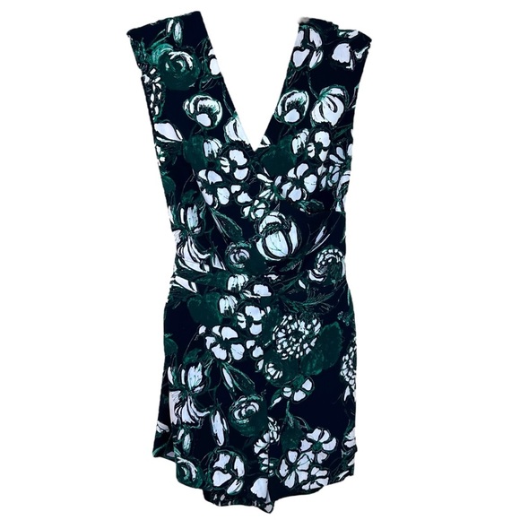 Club Monaco - “Krishel” Romper, Tropical Floral Print, Tie Back - Size 4, Black - Picture 4 of 17